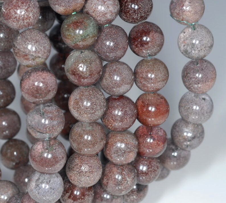 80003553-A162 12MMM Red Green Phantom Quartz Gemstone Grade A Round Loose Beads 8 inch Half Strand