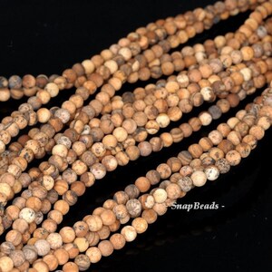 4mm Vast Desert Picture Jasper Gemstone Matte Brown Round 4mm Loose Beads 15.5 inch Full Strand 90114672-246 image 2