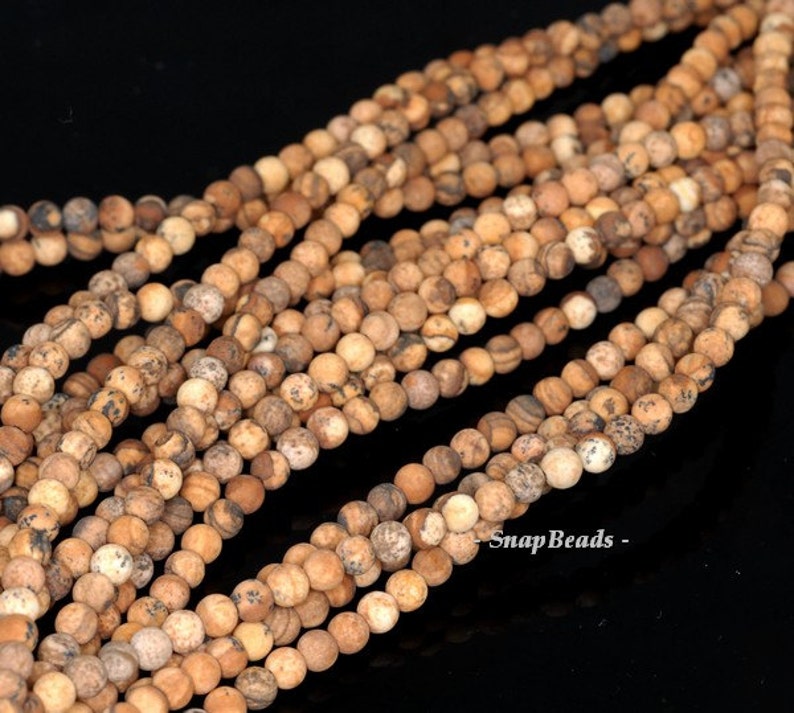 4mm Vast Desert Picture Jasper Gemstone Matte Brown Round 4mm Loose Beads 15.5 inch Full Strand 90114672-246 image 2