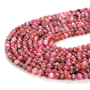 3MM Natural Norwegian Thulite Gemstone Grade AAA Micro Faceted Round Loose Beads 15 inch Full Strand (80008837-P10)