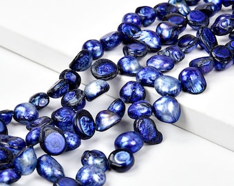 Palla di fuoco Barocca Perla blu d'acqua dolce Gemma barocca 8-10 mm Perline sciolte Mezzo filo da 7 pollici (80018905-S32)