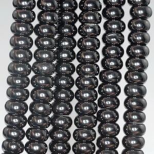 6x3-6x4mm Black Jet Gemstone Rondelle Loose Beads 16 inch Full Strand (90186889-824)