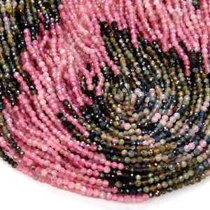 2MM Natural Multi Color Tourmaline Gemstone Grade AAA Micro Faceted Round Loose Beads 15.5 inch Full Strand (80009346-P26)