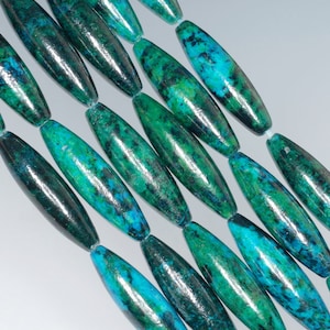 29x8MM  Chrysocolla Quantum Quattro Gemstone Barrel Tube Loose Beads 15 inch Full Strand (90182665-A139)