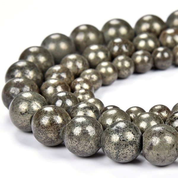 Rare Pyrite in Magnetite Gemstone Round 6MM 8MM 10MM Loose Beads (D170)