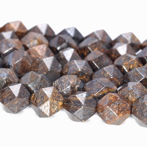 10MM Bronzite Beads Star Cut Faceted Grade AAA Genuine Natural Gemstone Loose Beads 7.5&quot; BULK LOT 1,3,5,10 and 50 (80005206 H-M20)