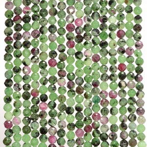 2MM Green Red Ruby Zoisite  Gemstone Grade AAA Micro Faceted Round Loose Beads 15 inch Full Strand (80010197-A193)