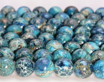 Apatite Blue Sea Sediment Imperial Jasper Gemstone Grade AAA 4mm 6mm 8mm 10mm Round Loose Beads (A272)