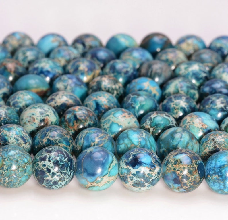 Apatite Blue Sea Sediment Imperial Jasper Gemstone Grade AAA 4mm 6mm 8mm 10mm Round Loose Beads (A272) 