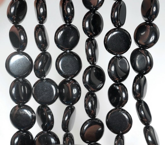 10mm Black Jet Gemstone Flat Round Coin Button Loose Beads 10mm Black Jet Gemstone Flat Round Coin Button Loose Beads