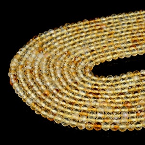 Natural Citrine Gemstone Grade AAA Micro Faceted Round 2MM 3MM Beads (P10)