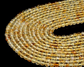 Natural Citrine Gemstone Grade AAA Micro Faceted Round 2MM 3MM Beads (P10)