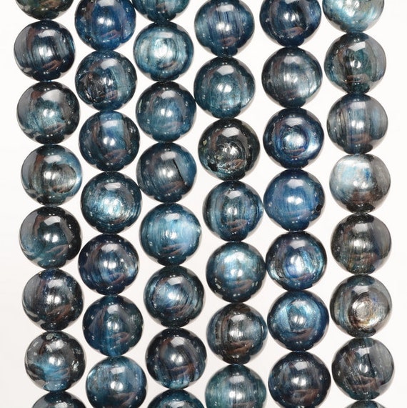 6-7MM KYANITE GEMSTONE GRADE AA DARK NUGGET ROUND 6-7MM LOOSE BEADS 15.5/"