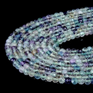 Rainbow Fluorite Gemstone Grade AA Micro Faceted Round 3MM 4MM Loose Beads (P10)