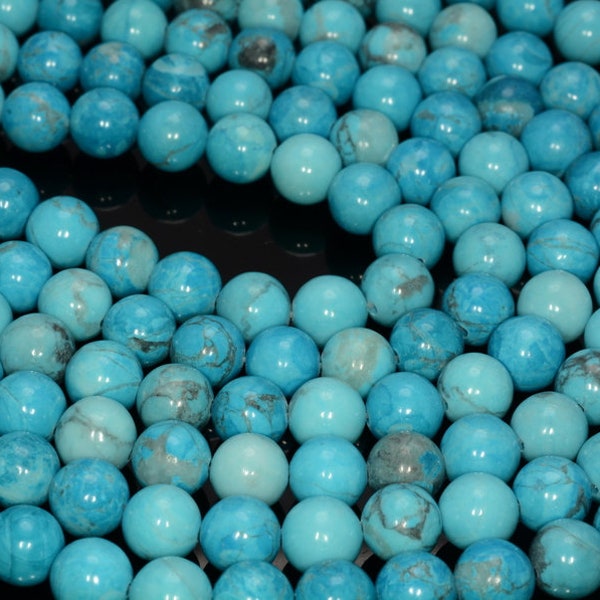 8mm Blue Turquoise Gemstone Light Blue Swirls Round 8mm Loose Beads 15 inch Full Strand (80002618-802)