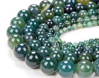 6mm Green Moss Agate Gemstone Green Round Loose Beads 15 inch Full Strand (80005870-M29)