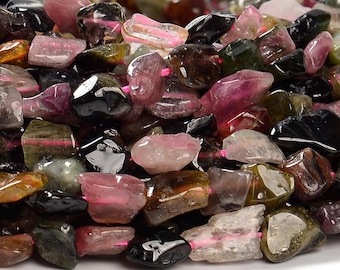 Natural Tourmaline Gemstone Pebble Nugget 8-10MM Loose Beads (D641)