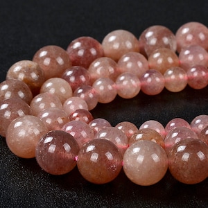 Natural Strawberry Quartz Gemstone Grade A Round 6MM 8MM 10MM Loose Beads (D131)