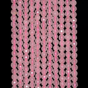 4mm Pink Rose Quartz Gemstone Faceted Round Loose Beads 15.5 inch Full Strand (90184137-356)