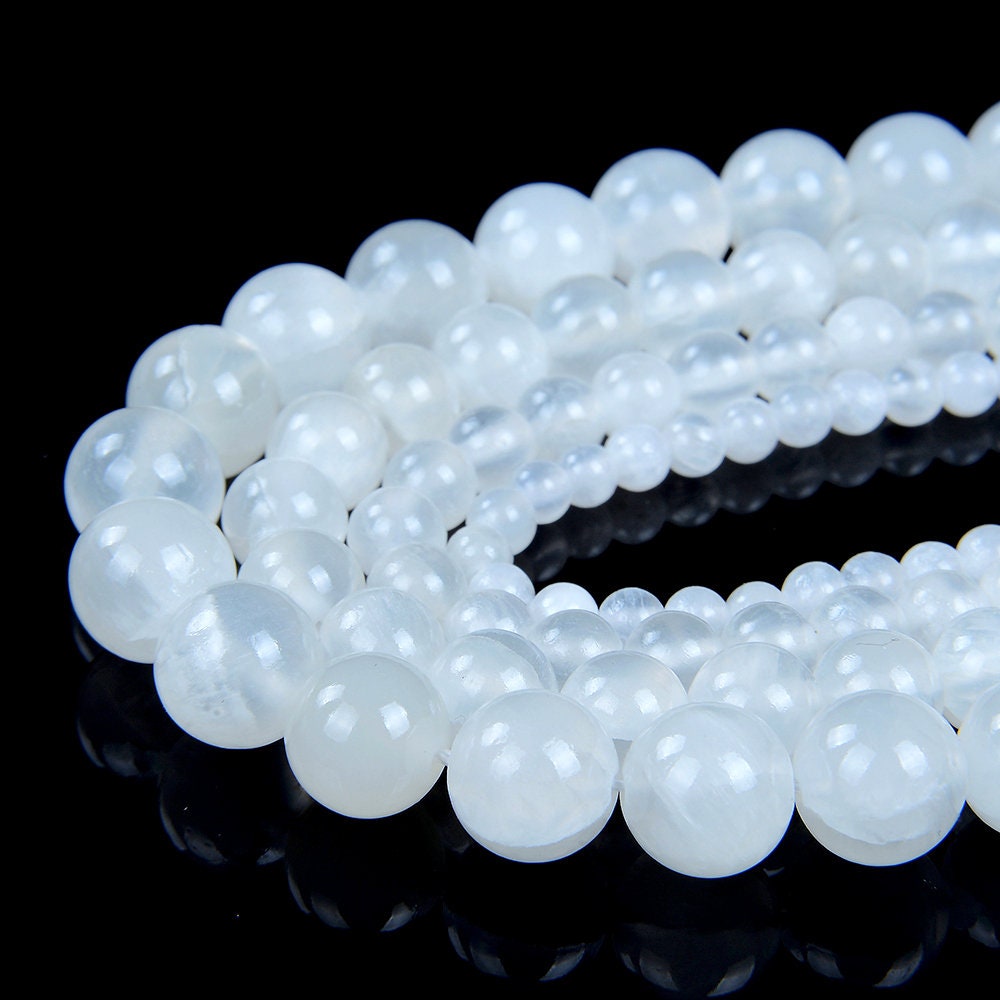 SALE !!! 6mm Genuine Selenite White Gemstone Grade AAA Round Loose Be…