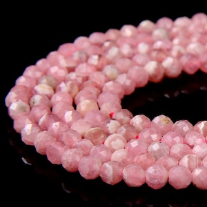 Natural Argentina Rhodochrosite Gemstone Grade AAA Micro Faceted Round 2MM 3MM Loose Beads (P64)