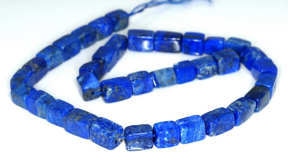 天然ラピスラズリ宝石ブルーキューブ 13x10-11 x 8 MM ルースビーズ 7