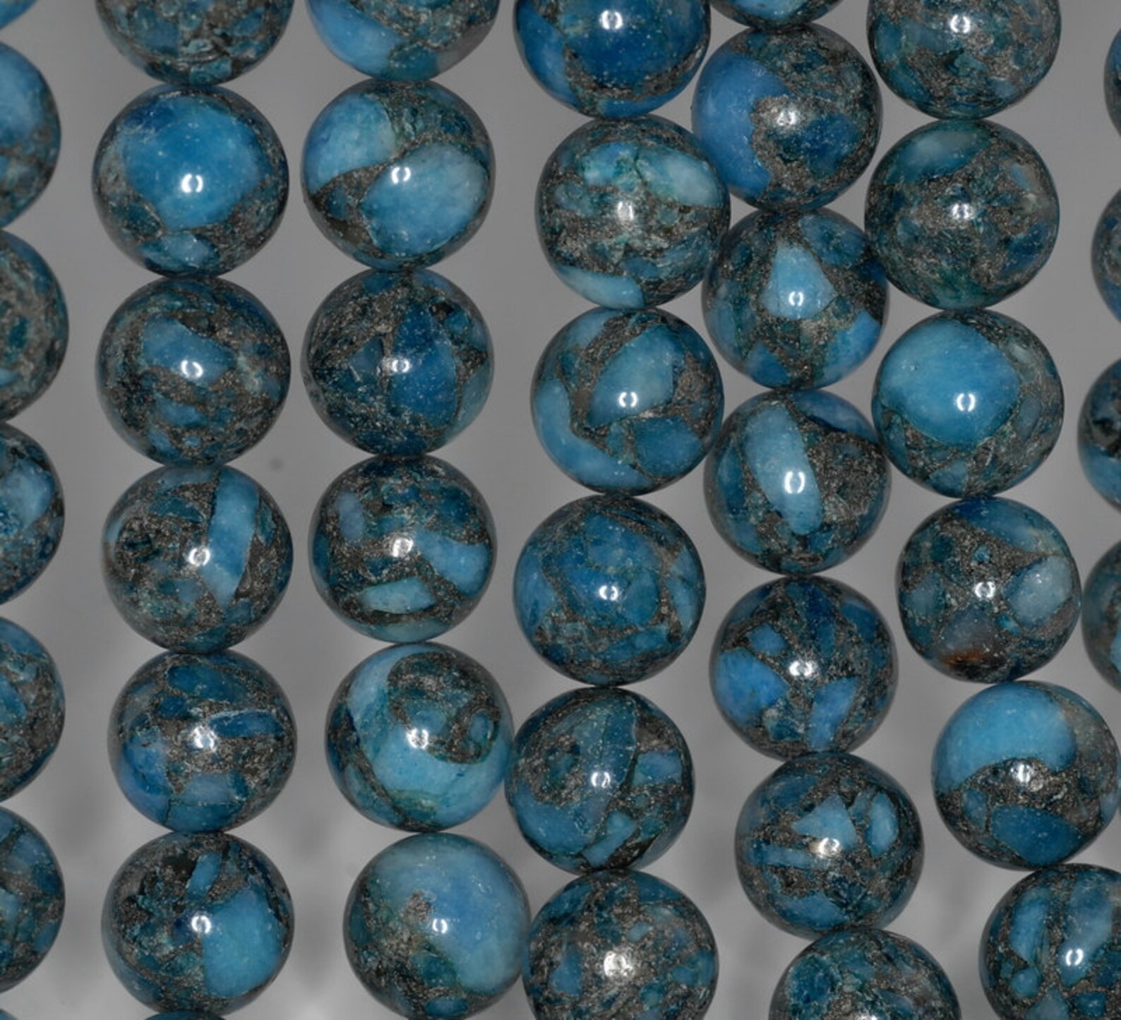 16mm Blue Lagoon Pyrite Inclusions Quartz Gemstone Round Loose Etsy