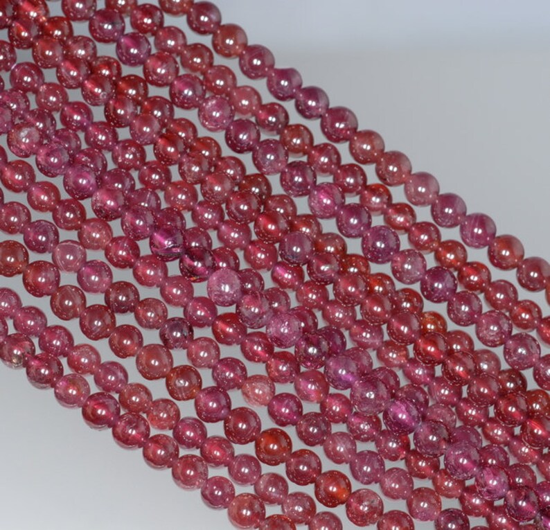 80001129-A165 3-4MM Purple Garnet Gemstone Round Loose Beads 15.5 inch Full Strand