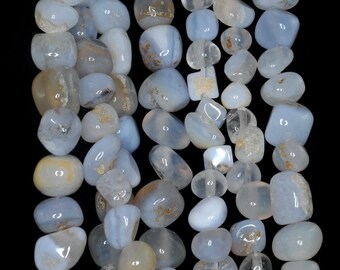 9X5mm Chalcedony Blue Lace Agate  Gemstone Grade AB Nugget Pebble Loose Beads 16 inch Full Strand (90188667-683)