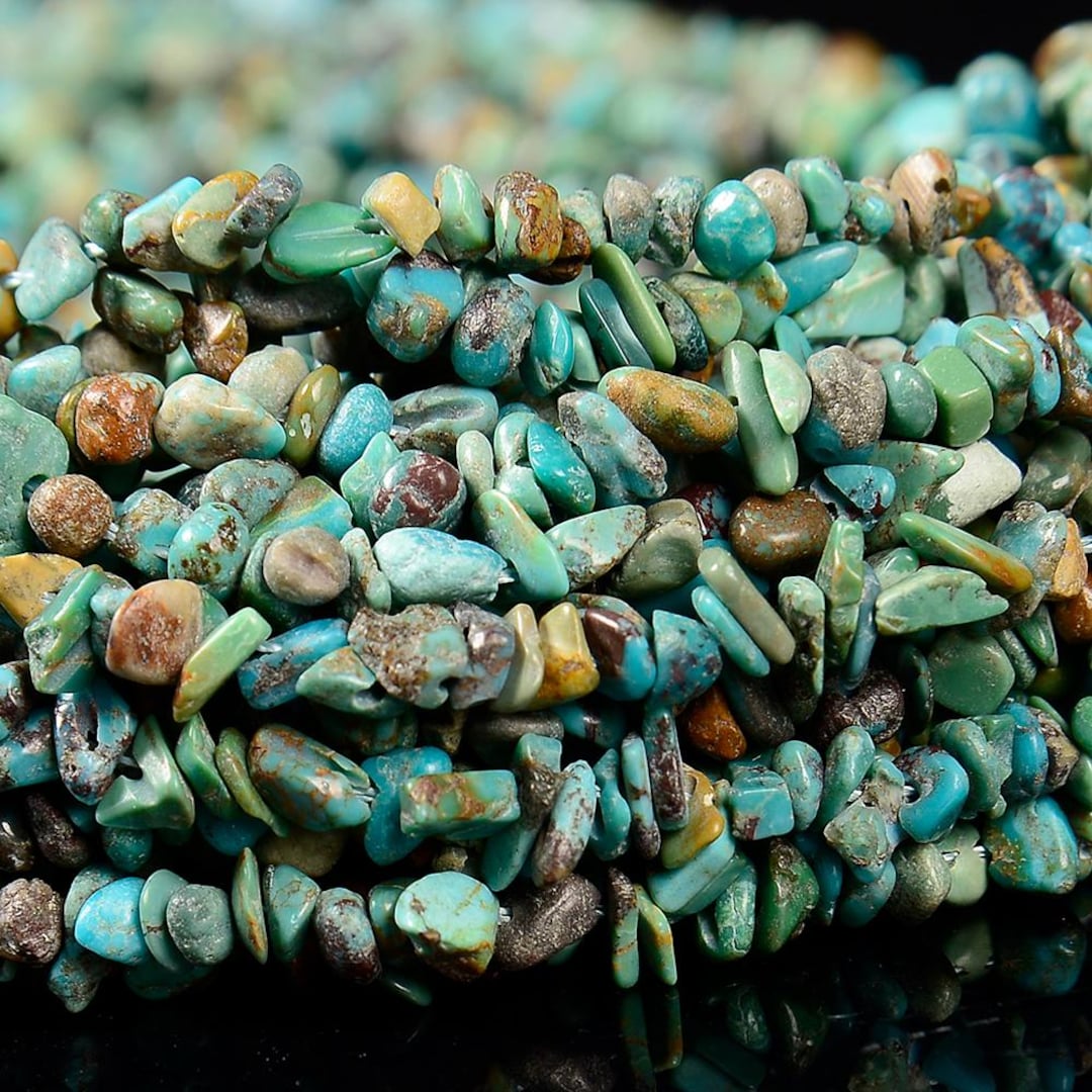Natural Blue Green Turquoise Gemstone Pebble Nugget Chip 4-6MM Loose ...