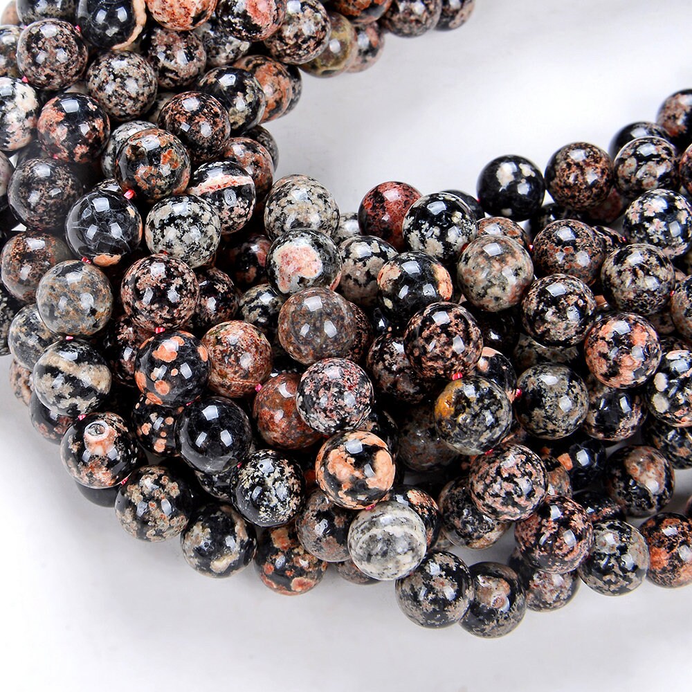 6mm Smooth Round, Snowflake Obsidian Beads (16 Strand)