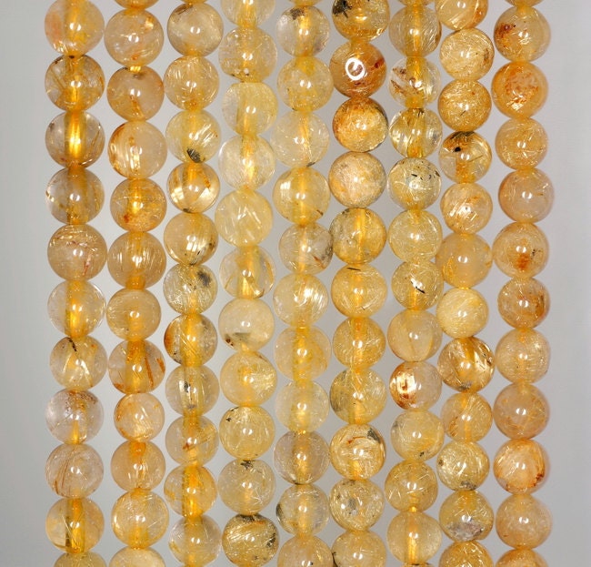 5mm Gold Rutilated Quartz Gemstone Light Round Loose Beads Etsy