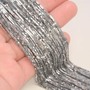 1 x 1 mm silverhematit ädelsten fyrkantig kub 1 mm lösa pärlor 15 tum hel sträng (80005355-837)