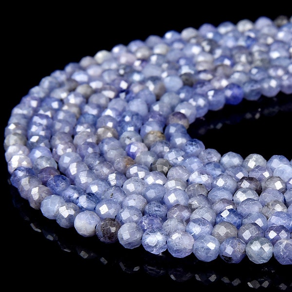 Natural Tanzanite Gemstone Grade AAA Micro Faceted 2MM 3MM 4MM Round Loose Beads (P11)