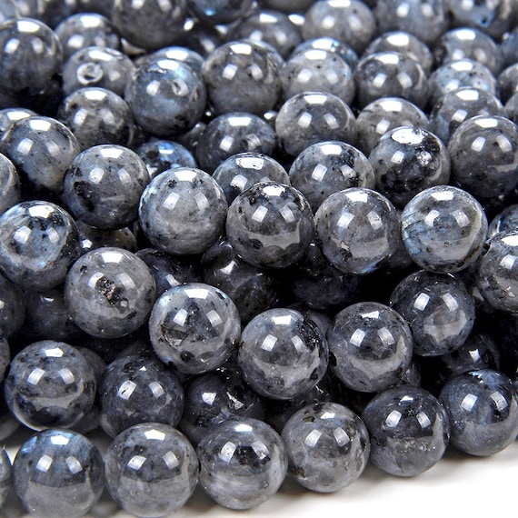 8mm Black Labradorite Larvikite Gemstone Grade A Round Loose Beads