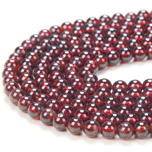 Natural Deep Red Garnet Gemstone Grade AAA Round 3MM 4MM Loose Beads 15 inch Full Strand (P60)