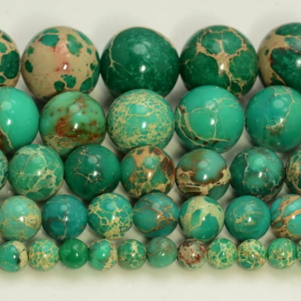 Green Sea Sediment Imperial Jasper Gemstone 4mm 6mm 8mm 10mm Round Loose Beads Full Strand LOT 1,2,6,12 and 50