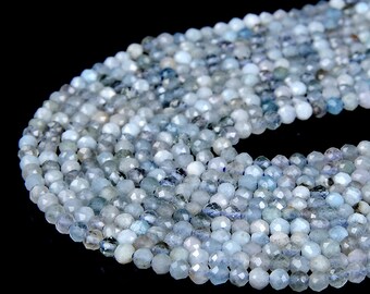2mm Genuine Natural Moonstone Beads – Indian AAA Faceted Round Loose Beads 15"