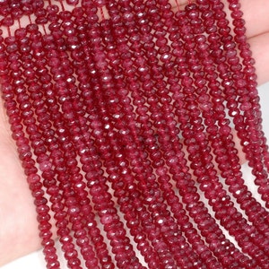 15 Strands Of Natural Red Jade Gemstone Rondelle Beads - 6x10mm Faceted, Loose For Jewelry 8 thumbnail image