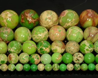 Yellow Green Sea Sediment Imperial Jasper Gemstone AA 4mm 6mm 8mm 10mm Round Loose Beads Full Strand LOT 1,2,6,12 and 50