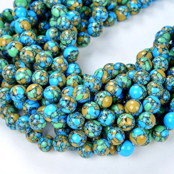 Blue Green Orange Turquoise Gemstone Grade AAA Round 4MM 6MM 8MM
