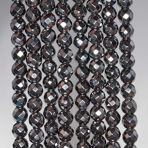 6MM Noir Black Hematite Gemstone Faceted  Round 6MM Loose Beads 16 inch Full Strand (90164895-14)
