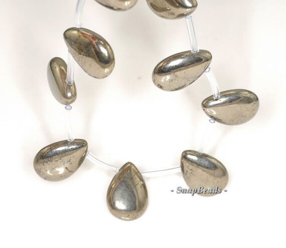 12X8MM PALAZZO IRON PYRITE GEMSTONE TOPDRILL TEARDROP BRIOLETTE LOOSE BEADS 16/"