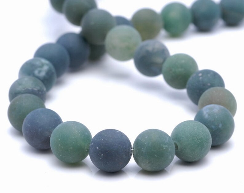 80002374-M10 4MM Matte Green Agate Gemstone Round Loose Beads 15 inch Full Strand