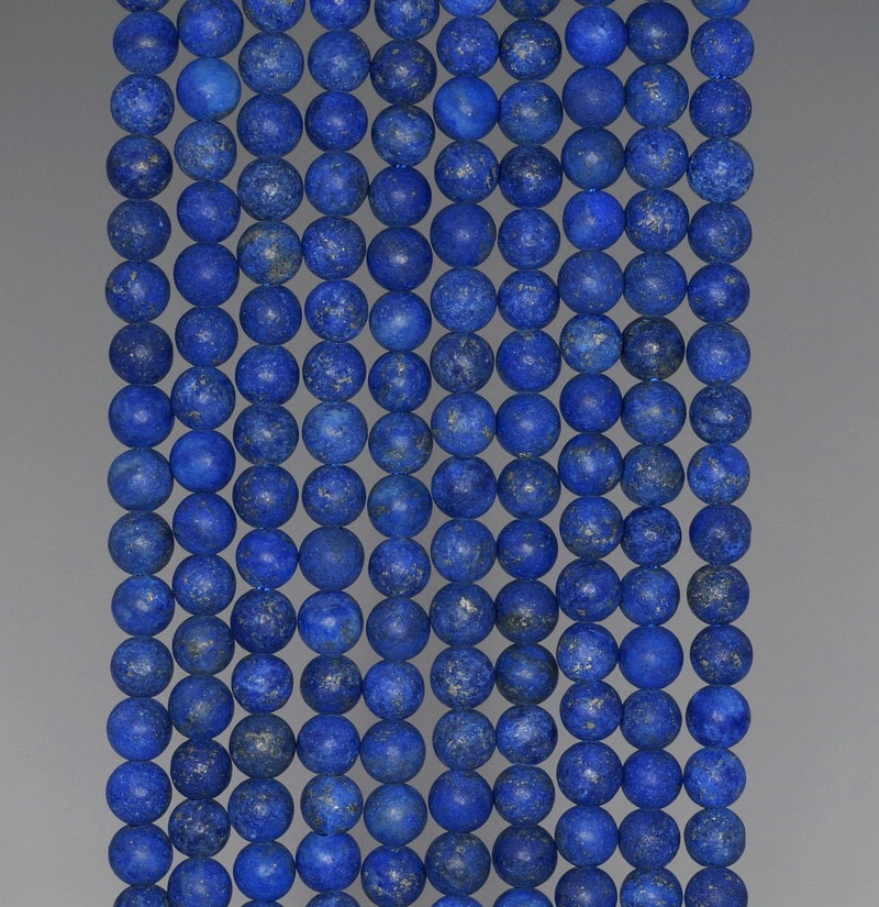4mm Matte Lapis Lazuli Gemstone Garde A Blue Round Loose Beads 15.5 inch Full Strand (90183217-276)