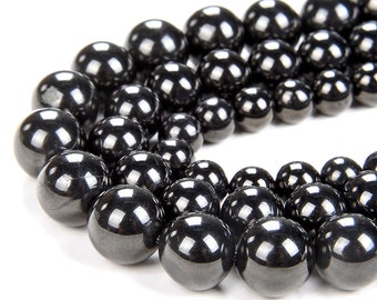 Genuine 100% Natural Jet Gemstones Black Grade AAA Black 4mm 6mm 8mm 10mm Round Loose Beads 15.5 inch Full Strand (127)