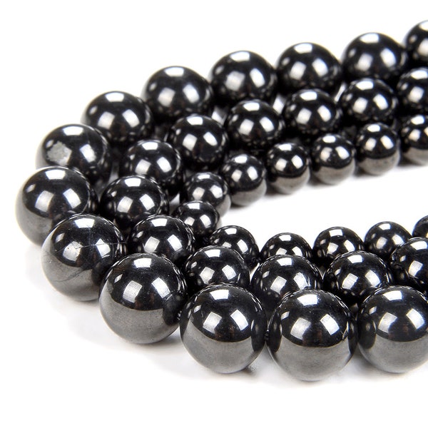 Genuine 100% Natural Jet Gemstones Black Grade AAA Black 4mm 6mm 8mm 10mm Round Loose Beads 15.5 inch Full Strand (127)