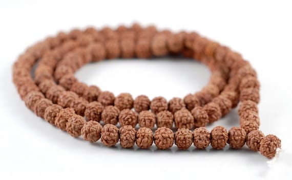 8mm Natural Rudraksha Bodhi Seed Gemstone Rare Mala Prayer Red Brown Round Loose Beads 35 inch 108 Beads 90182475-393