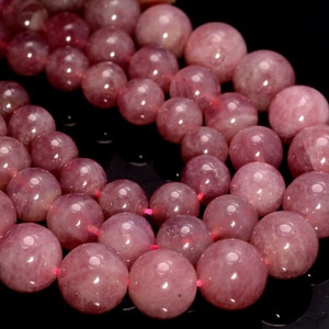 Genuine Natural Madagascar Rose Quartz Gemstone Grd AAA Purple Pink 5mm 6mm 7mm 8mm 9mm 10mm 11mm 12mm Round Beads 7.5inch Half Strand(A214)