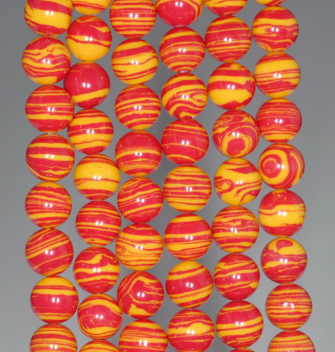 thumbnail image 2 of AAA Natural Red Striped Turquoise Loose Beads – 8/10/12mm Round, 15 Inch Strand, Gemstone For Jewelry Making 2 of 5